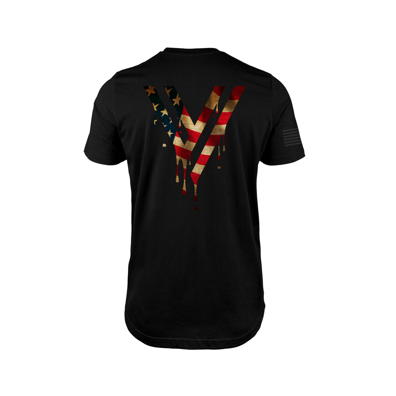 Rustic Flag Drip V Tee- Black