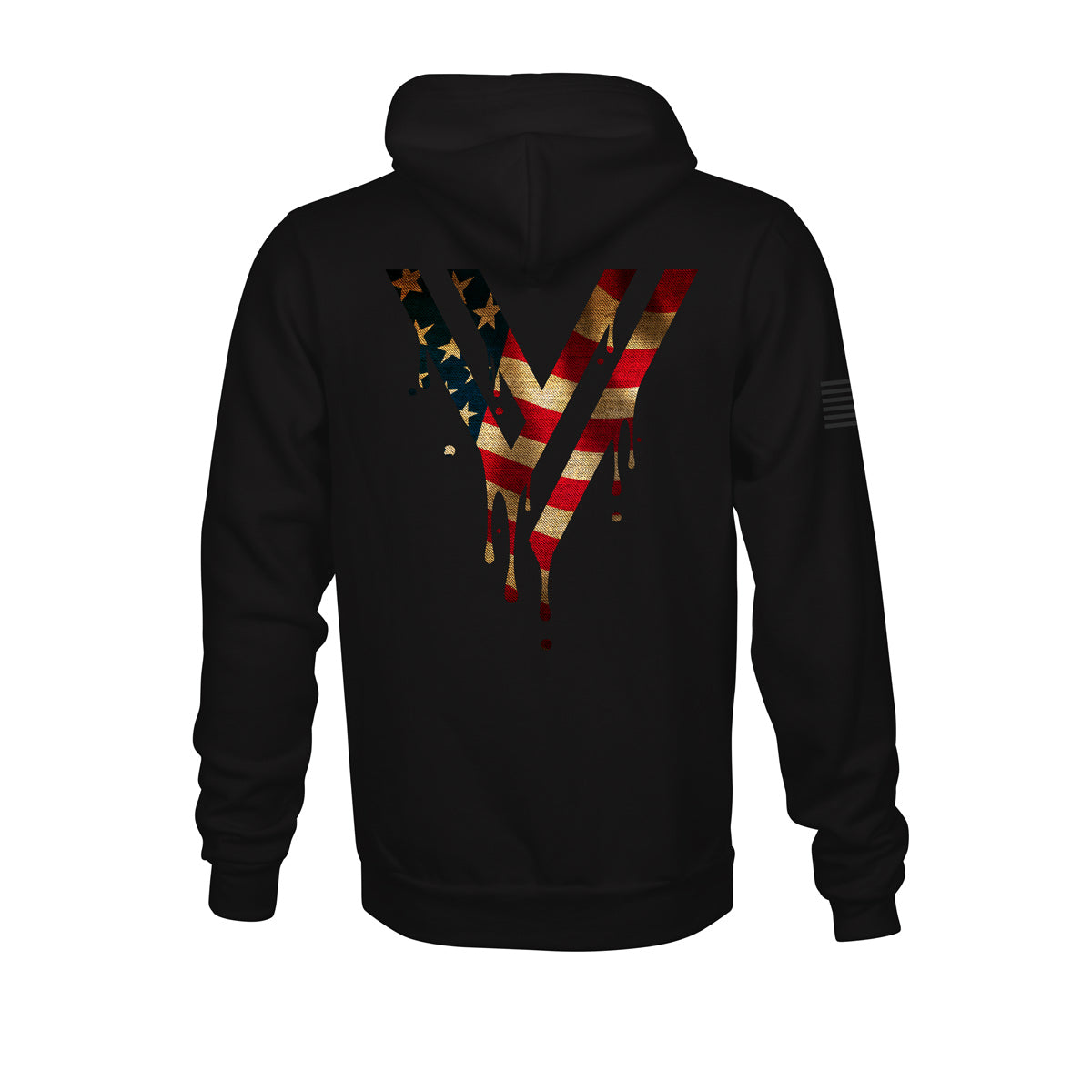 Rustic Flag Drip V Hoodie- Black