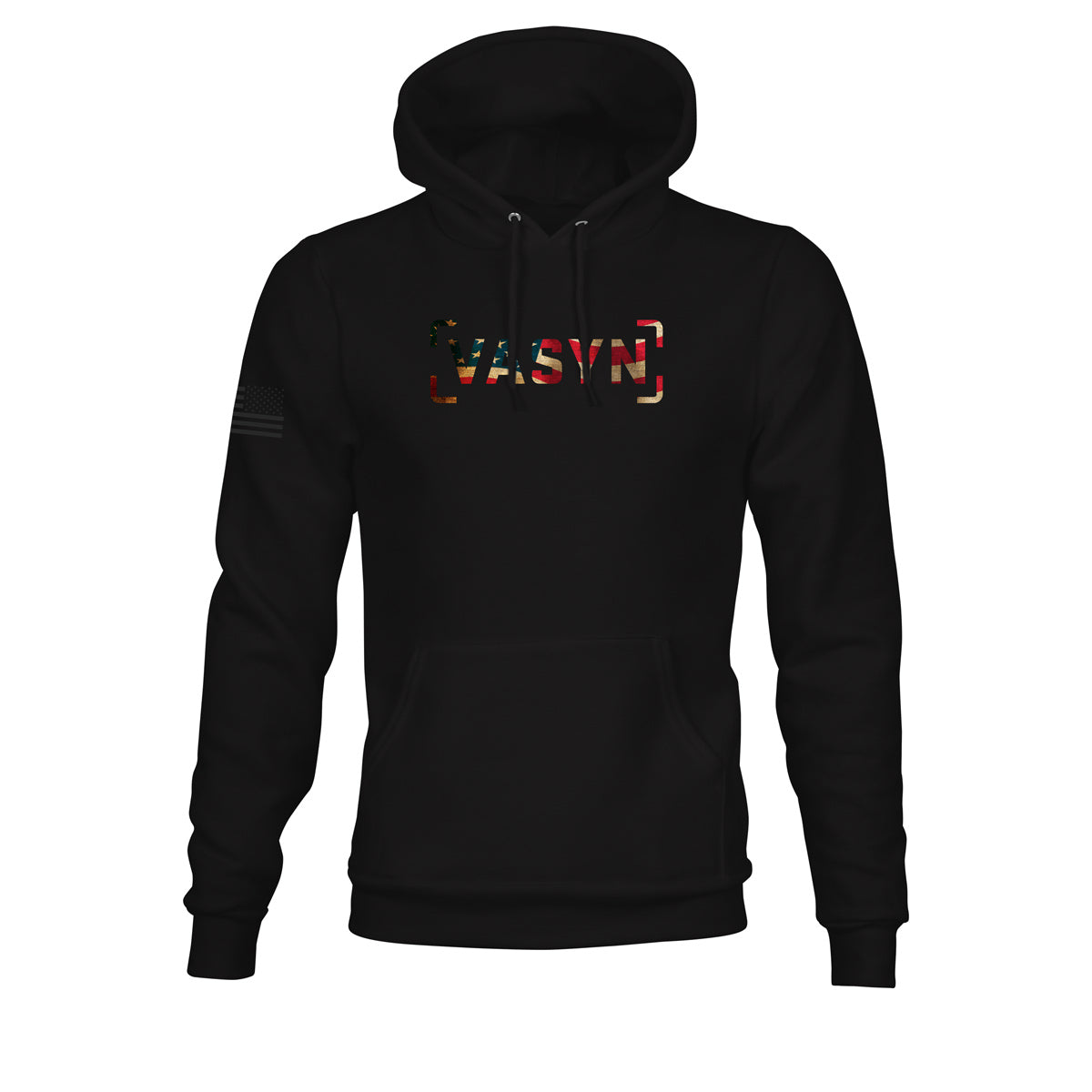 Rustic Flag Drip V Hoodie- Black