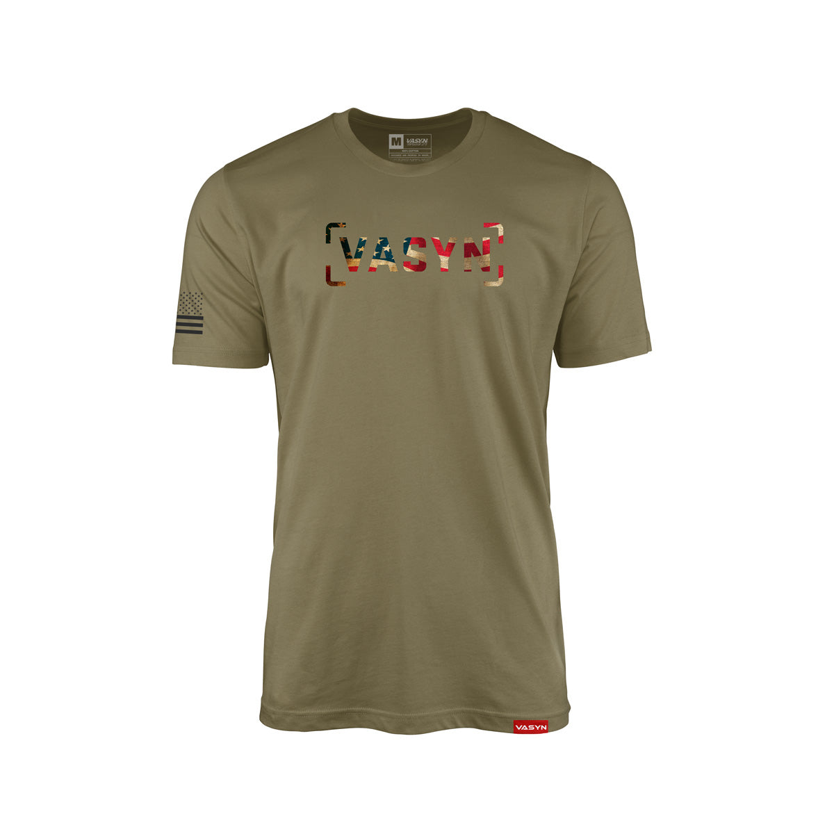 Rustic Flag Drip V Tee- Military Green