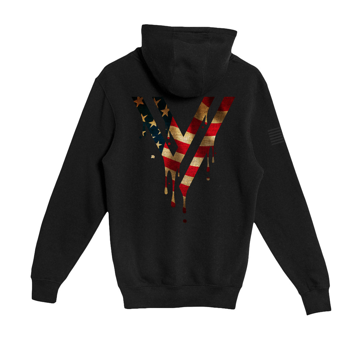 Rustic Flag Drip V Zip Up- Black