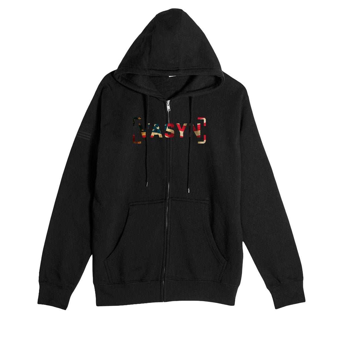 Rustic Flag Drip V Zip Up- Black